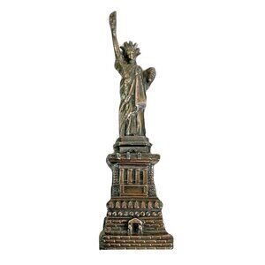 Statue Of Liberty Paperweight Figurine 8" Cast Metal Vintage Copper Color